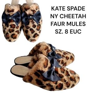 Kate Spade Leopard Print Mules with Black Bow